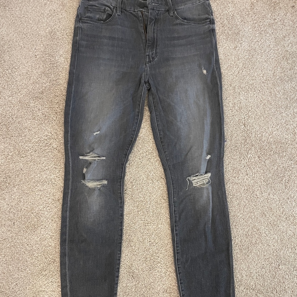 Women’s MOTHER Distressed Black Slim Jeans
